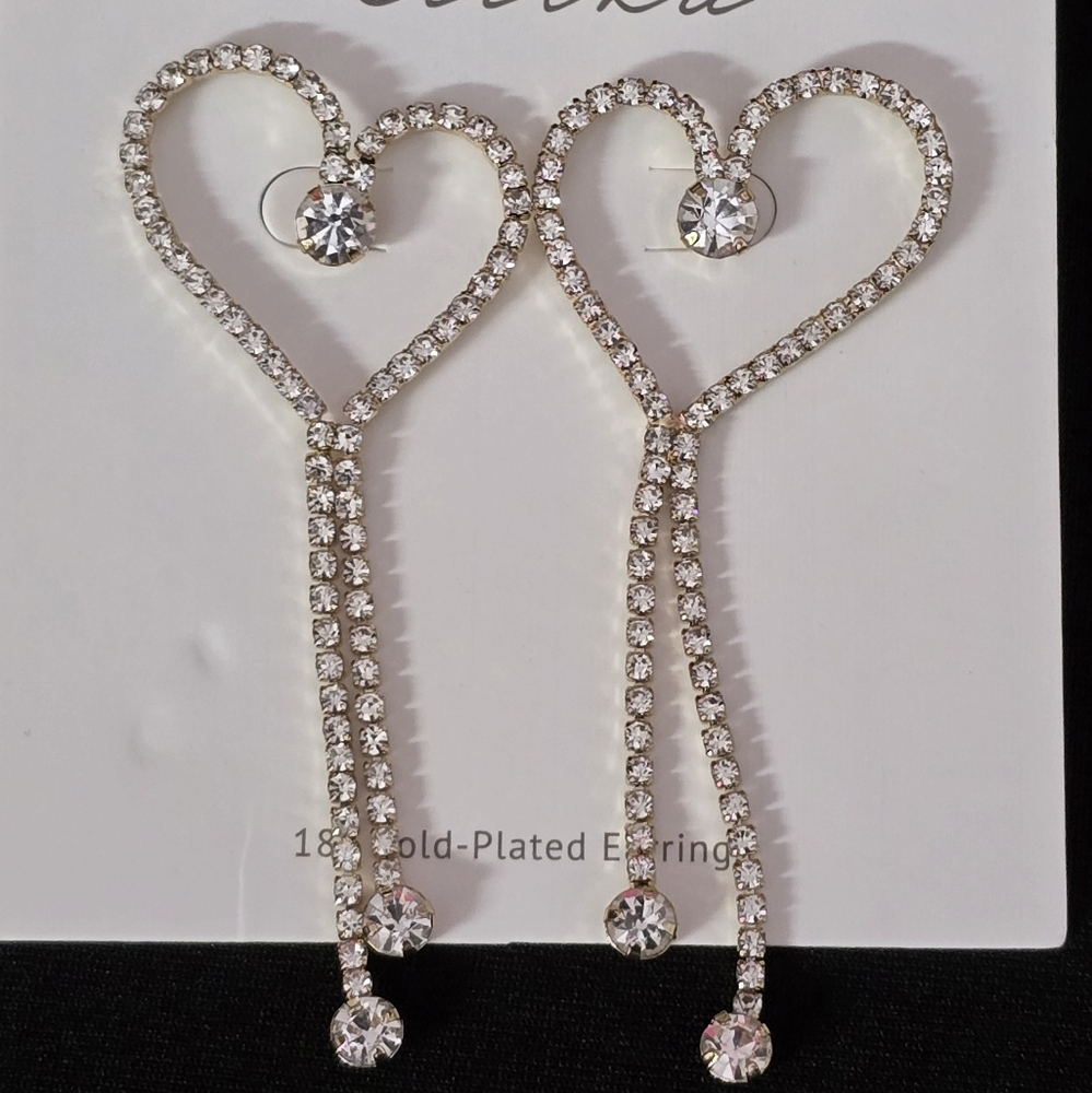 Ettika Crystal Heart Drop Earrings